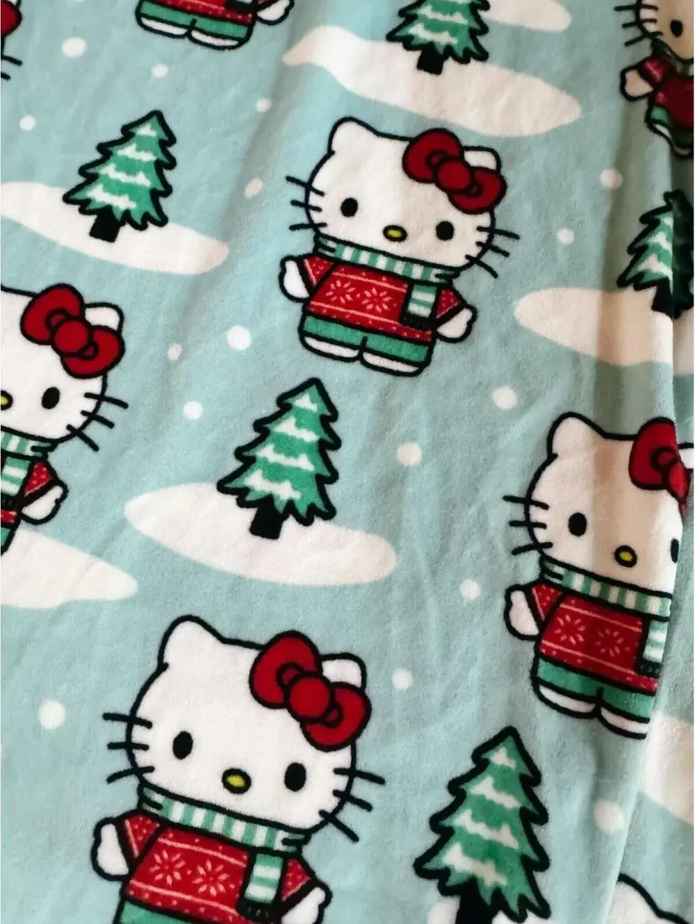 (C181) Hello Kitty Sanrio Holiday Pajama Pants Christmas Tree Snowflake Candy
